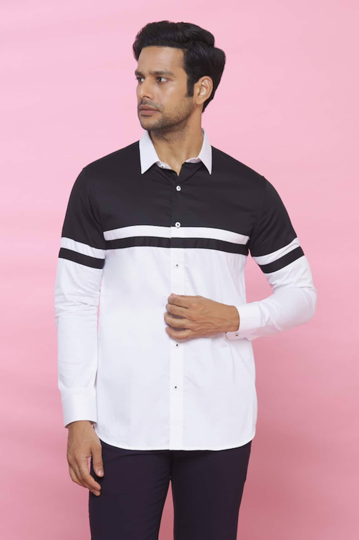 Aces by Arjun Agarwal Cotton Colorblock Shirt