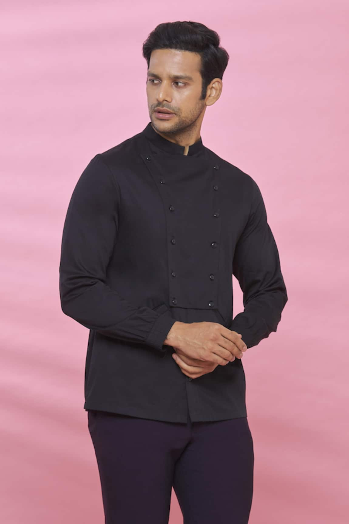 Aces by Arjun Agarwal Cotton Mandarin Collar Shirt