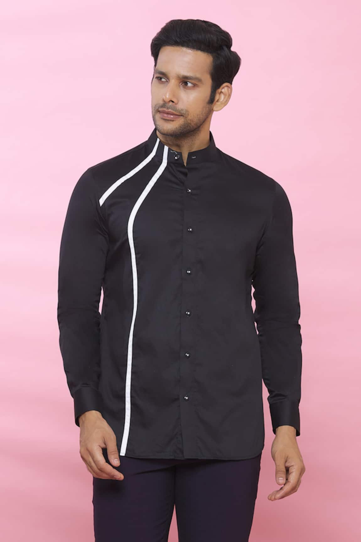 Aces by Arjun Agarwal Cotton Mandarin Collar Shirt