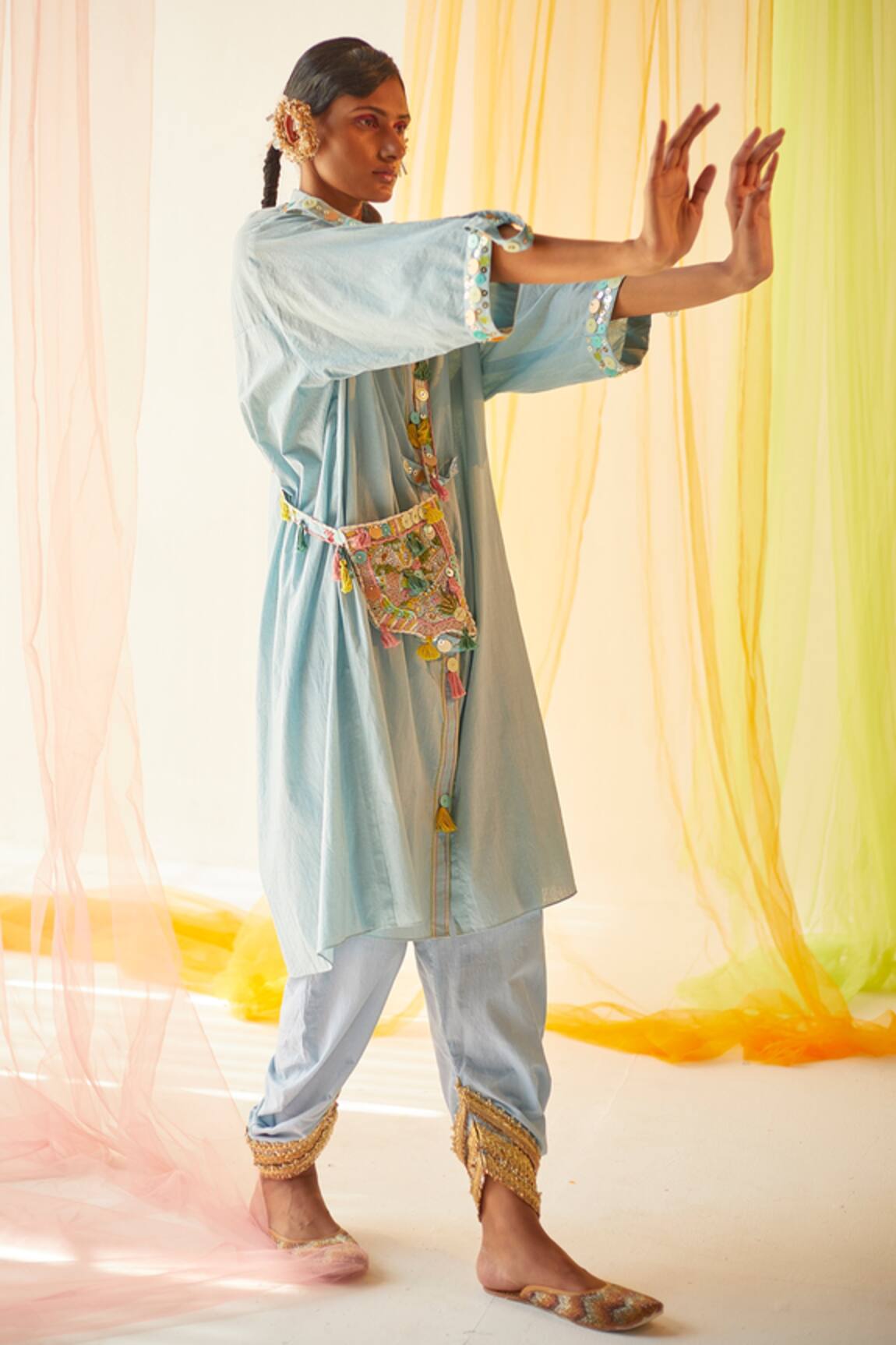 Priyanka Singh Cotton Embroidered Tunic & Cowl Pant Set