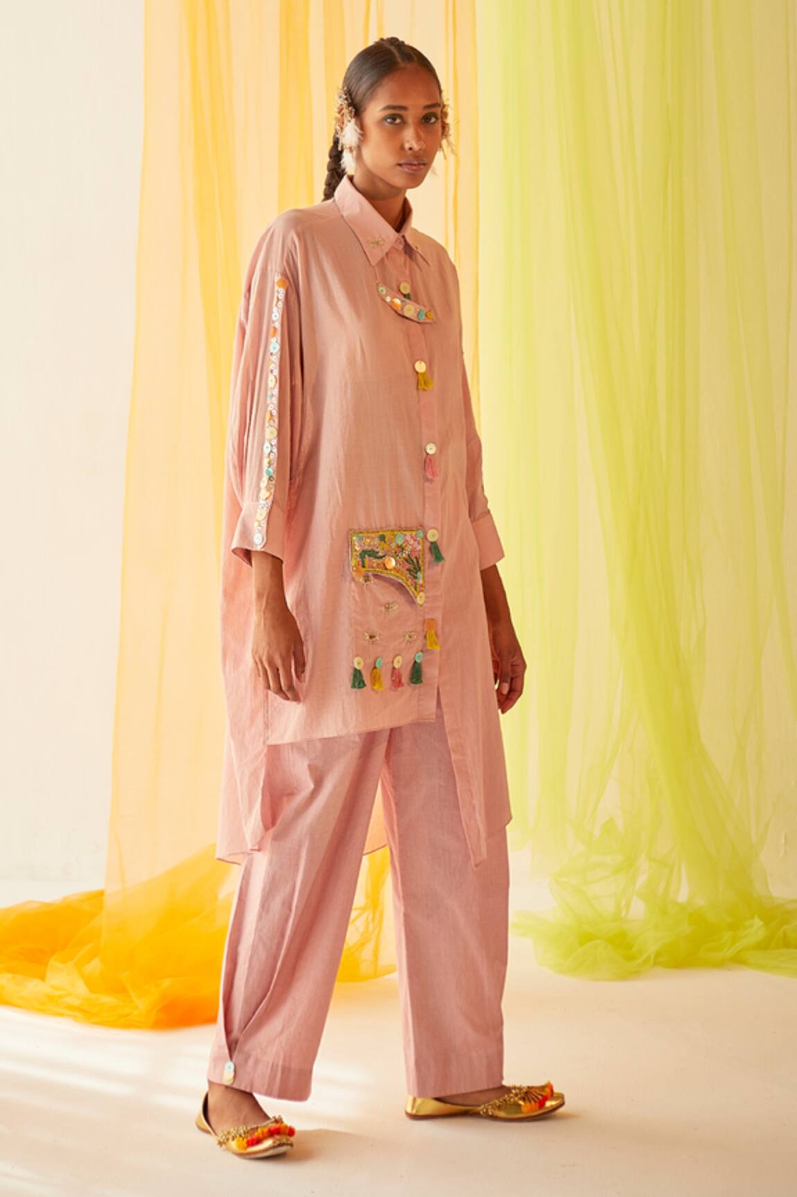 Priyanka Singh Cotton Embroidered Shirt & Pant Set