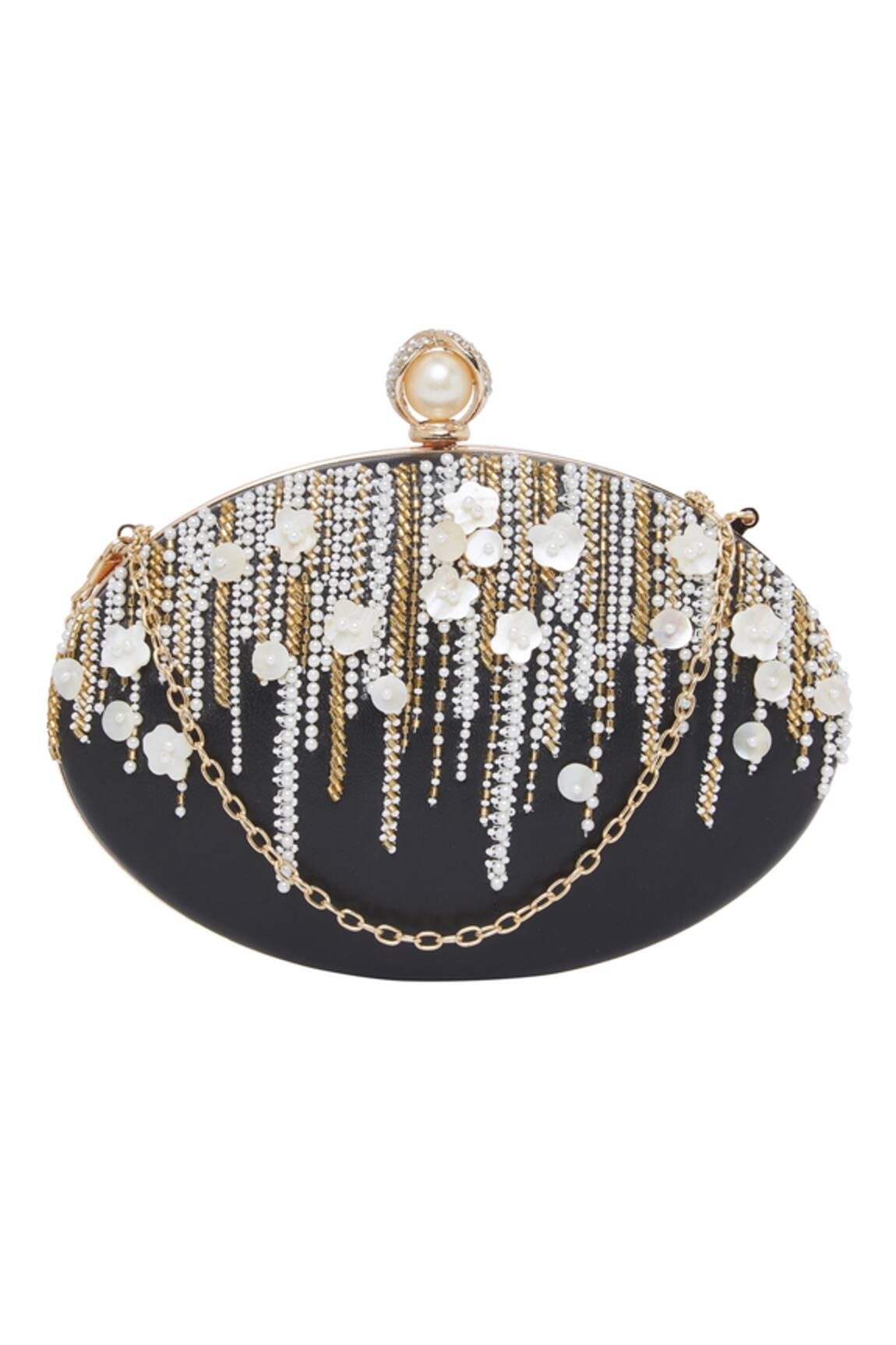 Richa Gupta Leather Embellished Clutch With Sling
