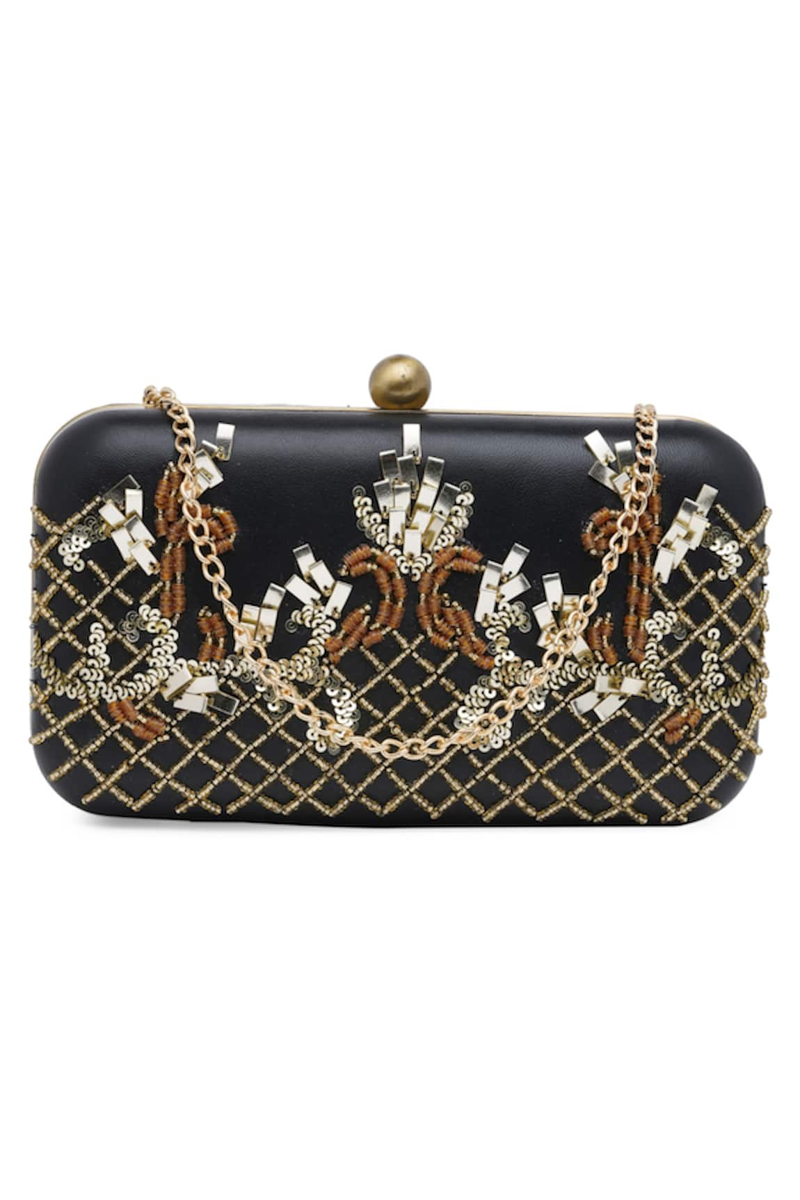 Richa Gupta Leather Embellished Clutch With Sling