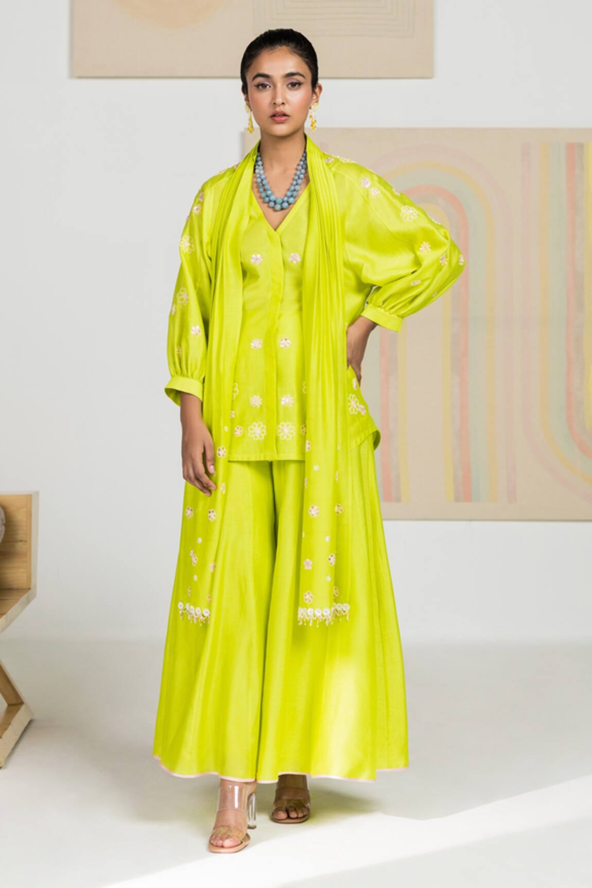 Madzin Silk Chanderi Kurta Sharara Set