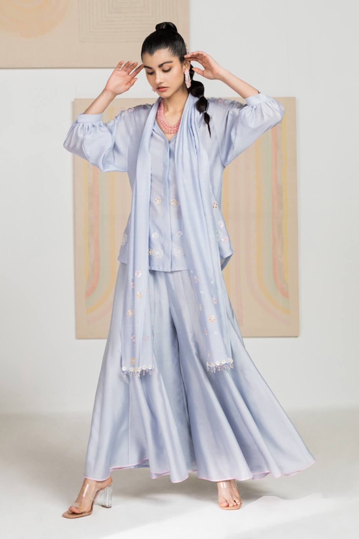 Madzin Silk Chanderi Kurta Sharara Set