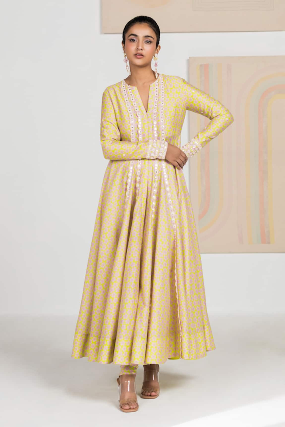 Madzin Periwinkle Print Anarkali Set 