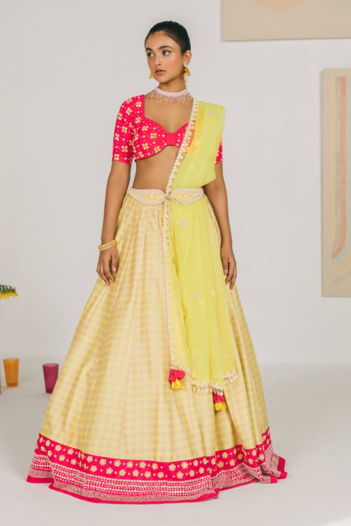 Madzin Embroidered Blouse With Lehenga Set