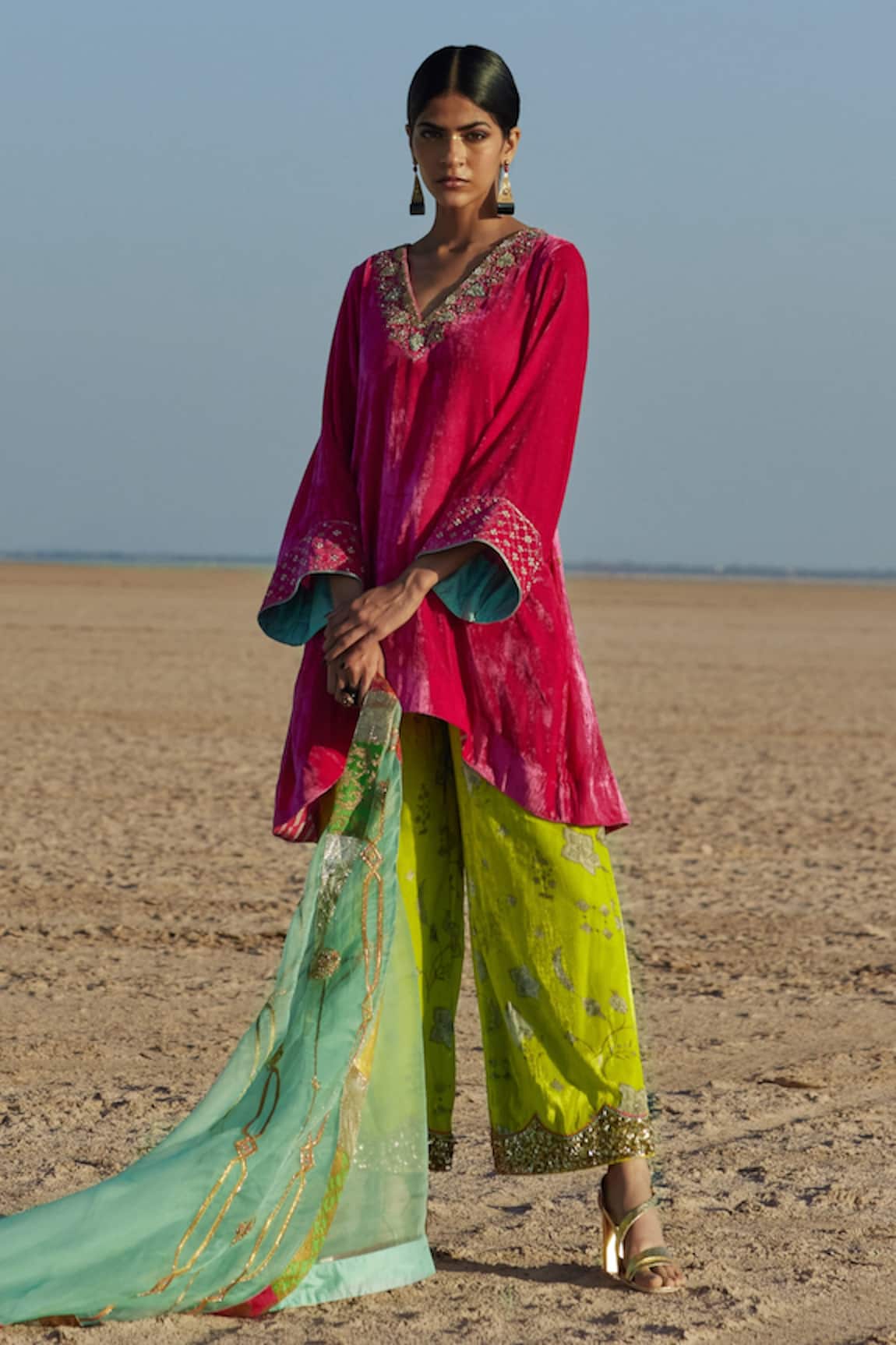 Rajiramniq Silk Velvet Kurta Palazzo Set