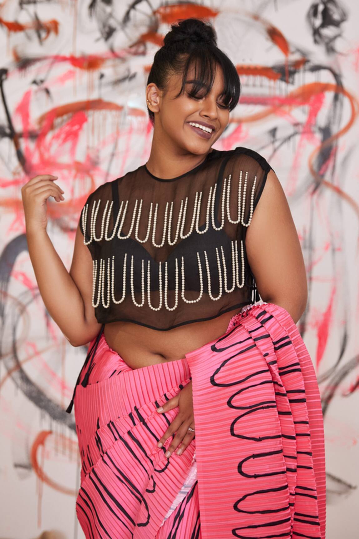 Pooja Bagaria Pearl Embroidered Crop Top