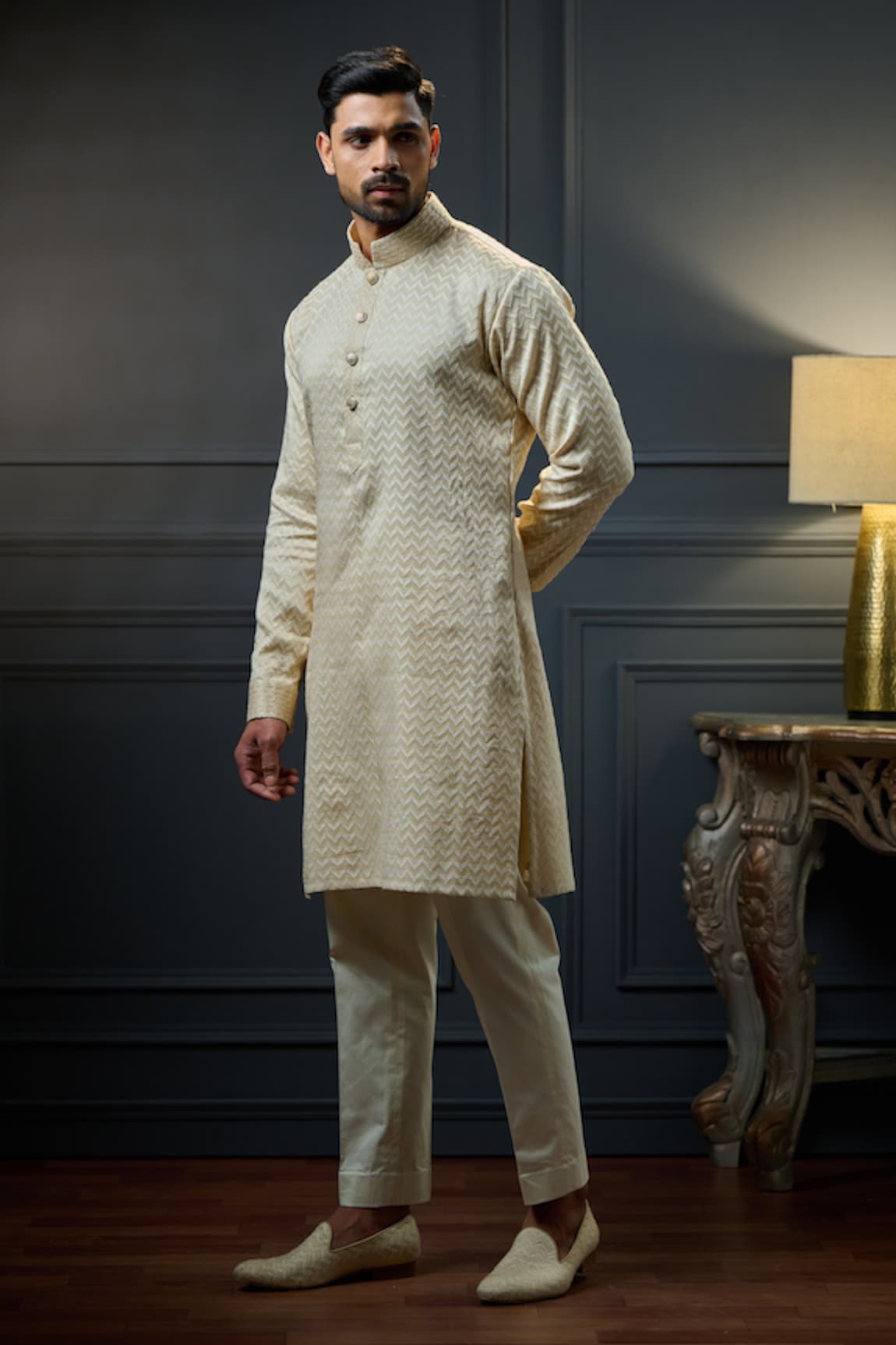 Ritu & Abhishek Chevron Full Sleeve Kurta