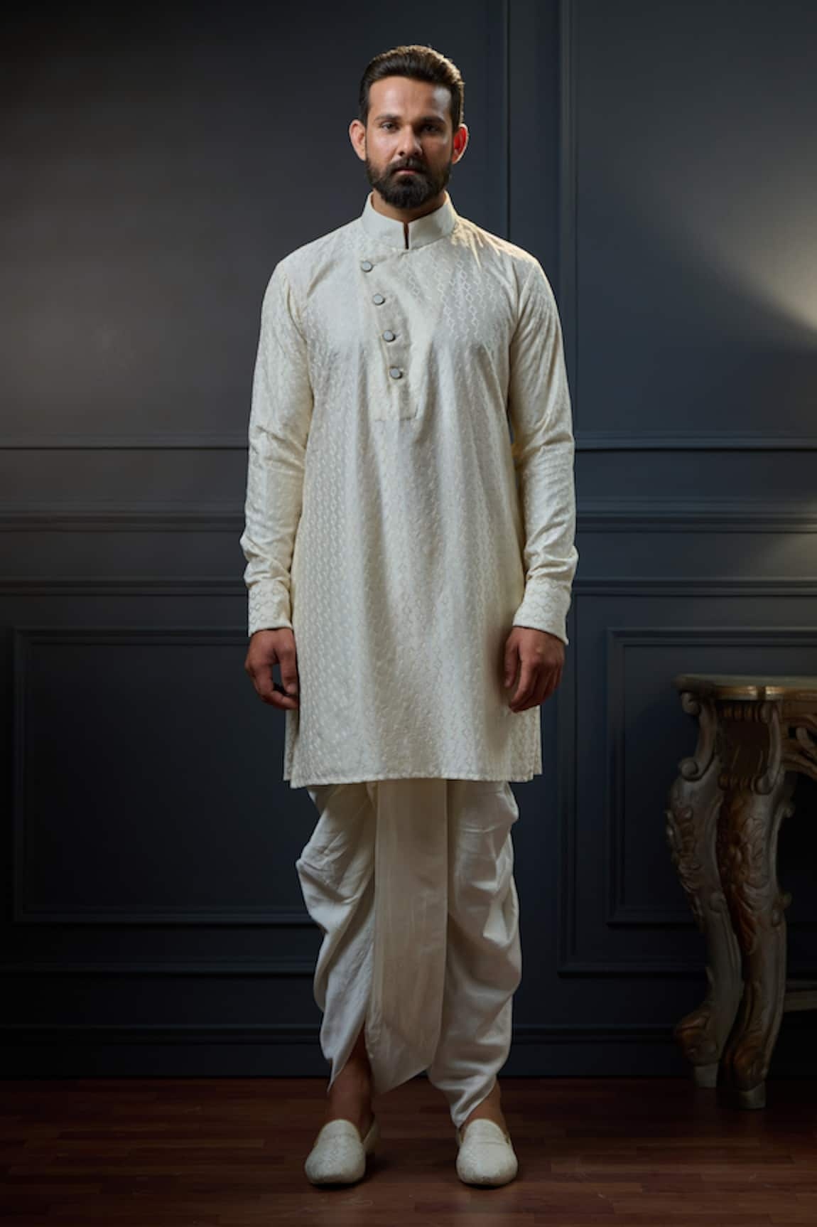 Ritu & Abhishek Silk Textured Kurta