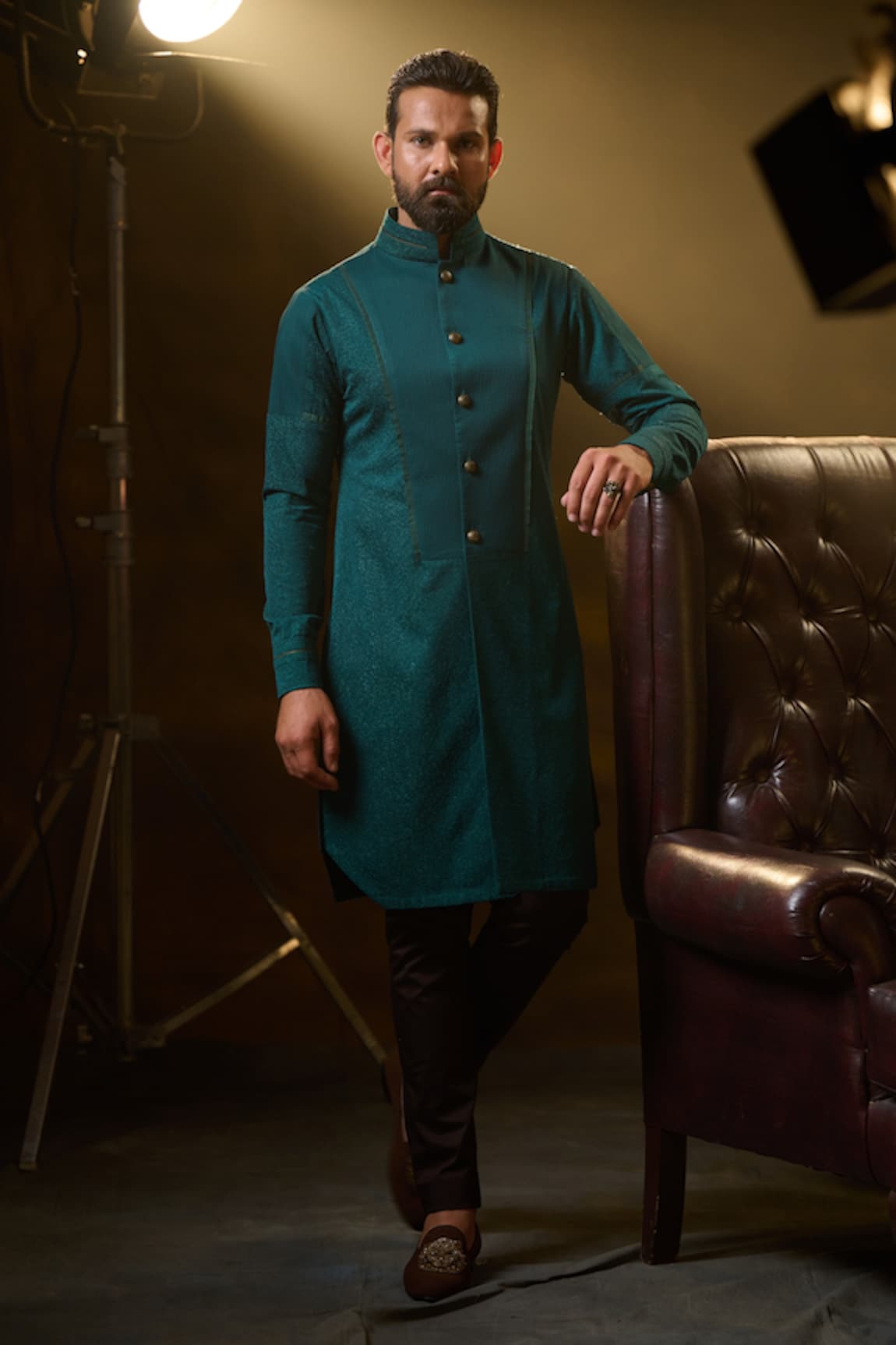 Ritu & Abhishek Leopard Skin Textured Kurta