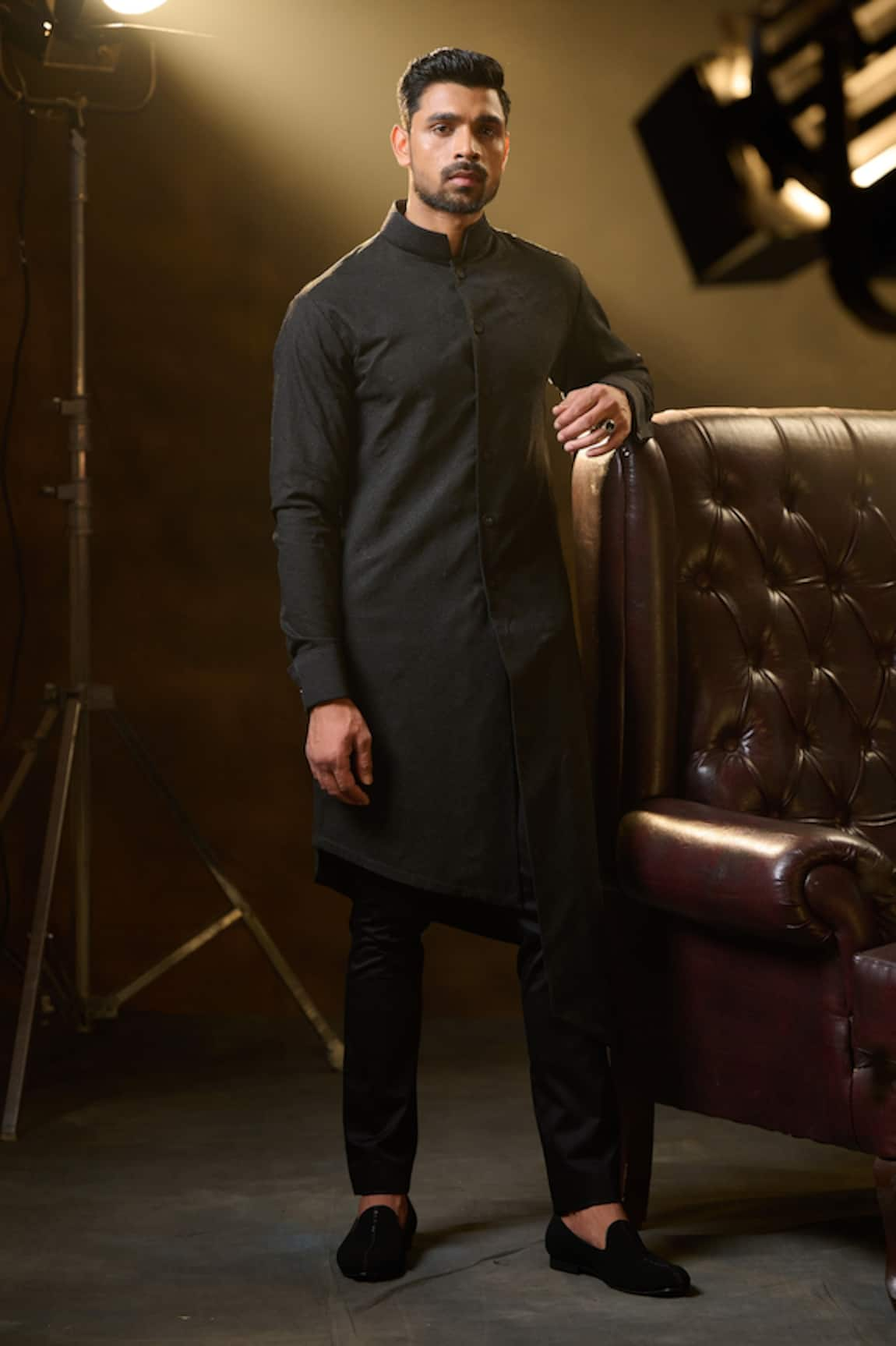 Ritu & Abhishek Snake Skin Textured Kurta