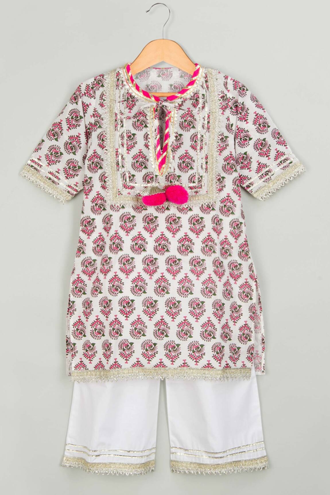 Tiny Pants Cotton Block Print Kurta Palazzo Set