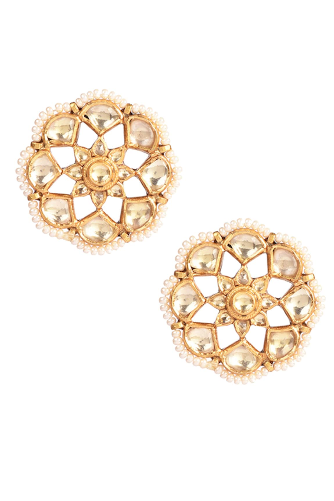 Ajooni Jewels Kundan Embellished Stud Earrings