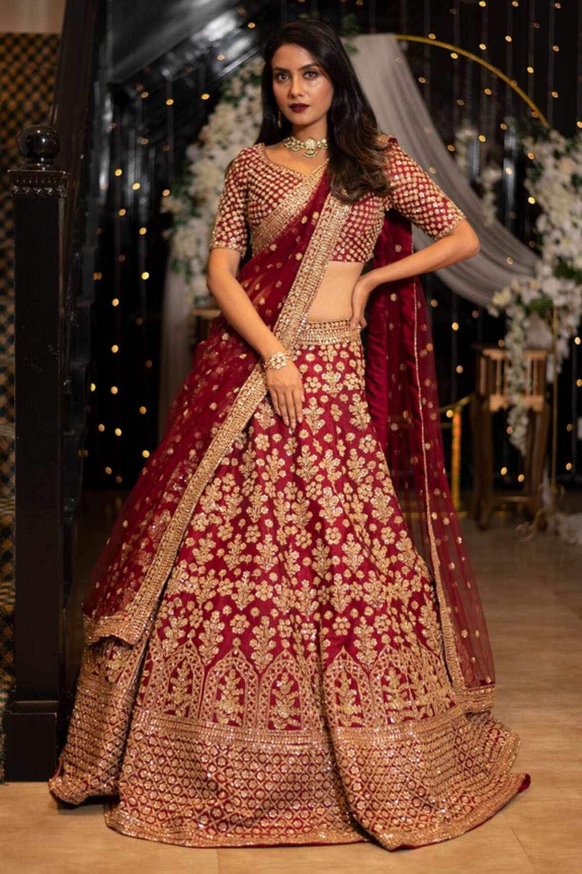 Kalighata Querishi Zardozi Work Lehenga Set