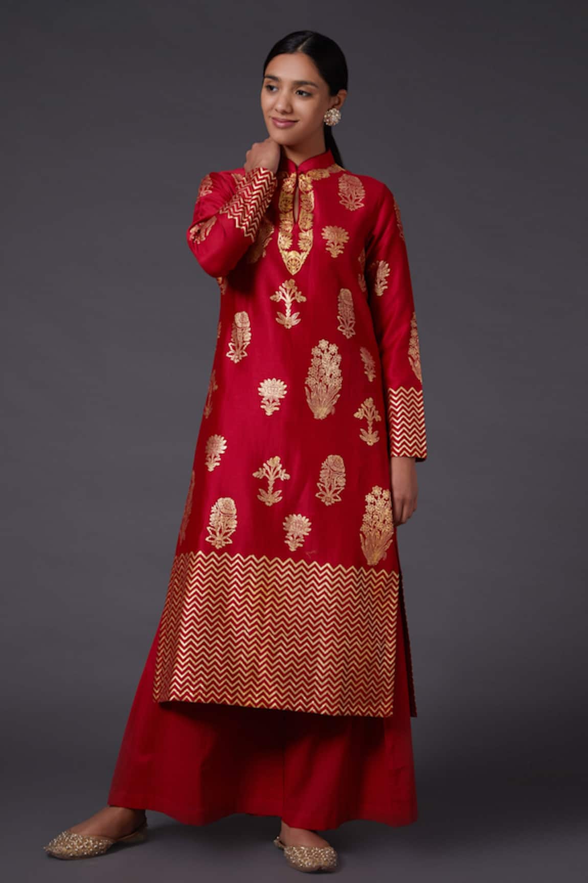 Balance By Rohit Bal Silk Chanderi Kurta & Palazzo Set 