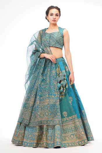 Shruti S Silk Floral Print Lehenga Set 