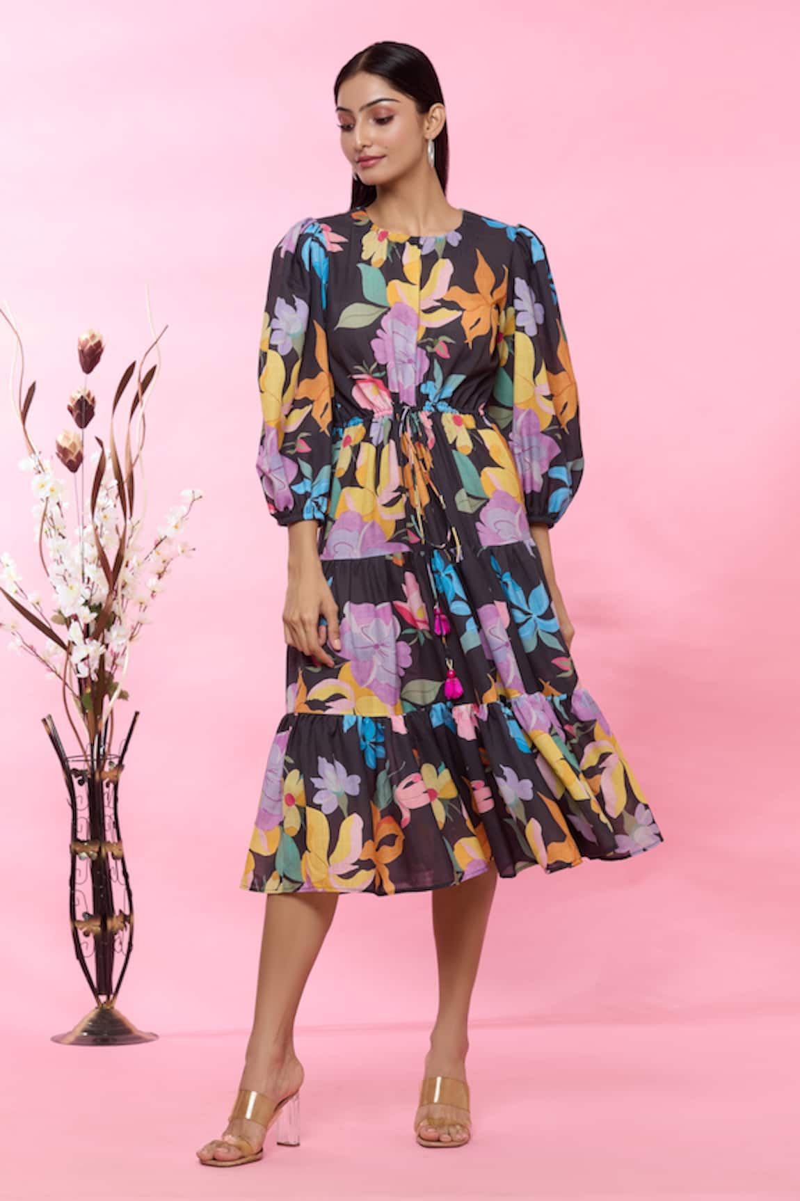 Sonam Parmar Jhawar Linen Floral Print Dress