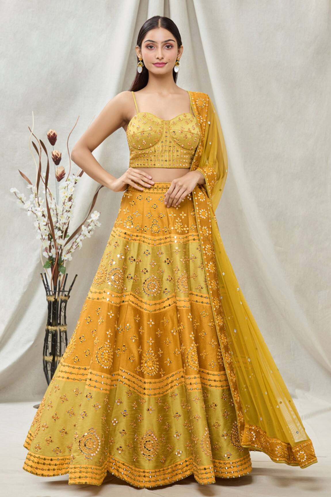 Vandana Sethi Mirror Embroidered Bridal Lehenga Set 