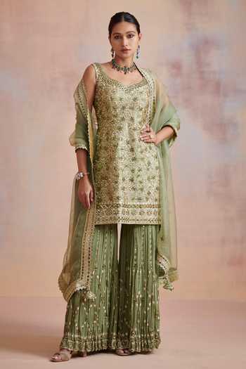 SUHINO Mirror Work Kurta Gharara Set 