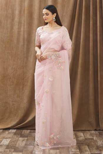 Gaurav katta Zardozi Embroidered Saree With Blouse 