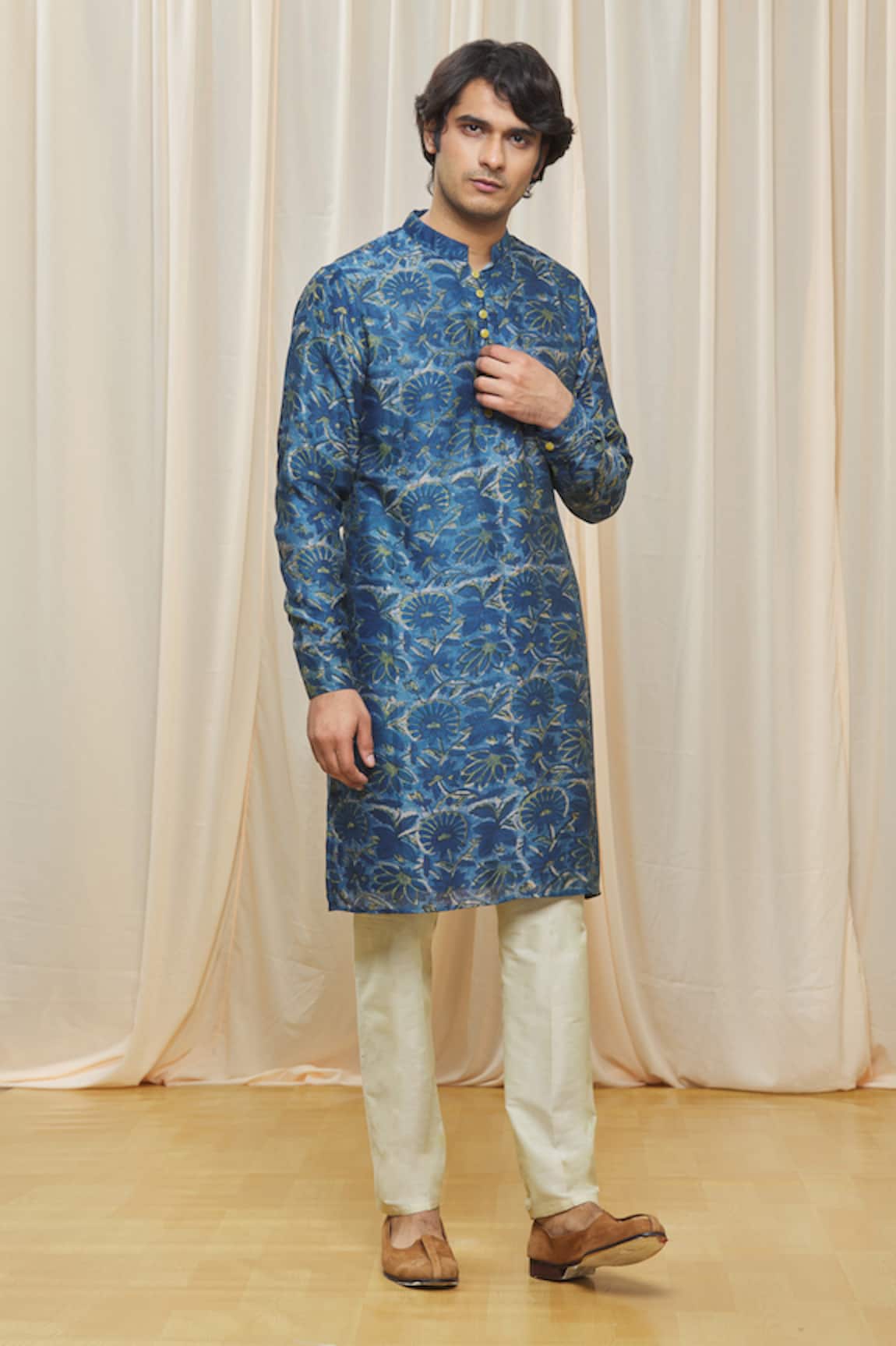 Gaurav Katta Chanderi Floral Print Kurta 