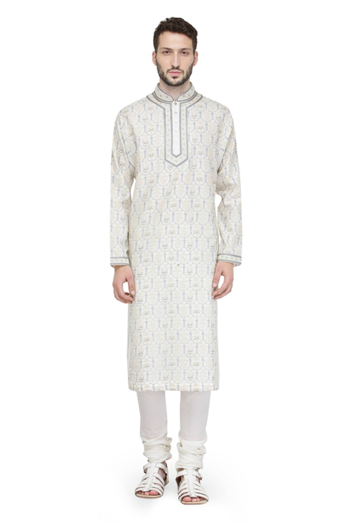 A!A By Abrar Ali Chanderi Embroidered Kurta & Churidar Set