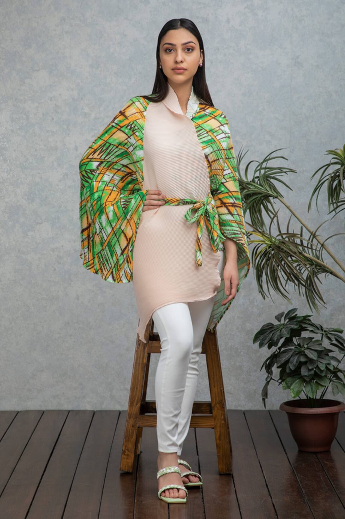 Rhe-Ana Mari Printed Wrap Cape