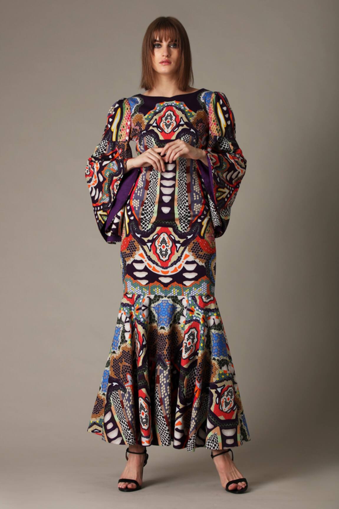 Alpona Designs By Soham Acharya Snake Print Mermaid Dress