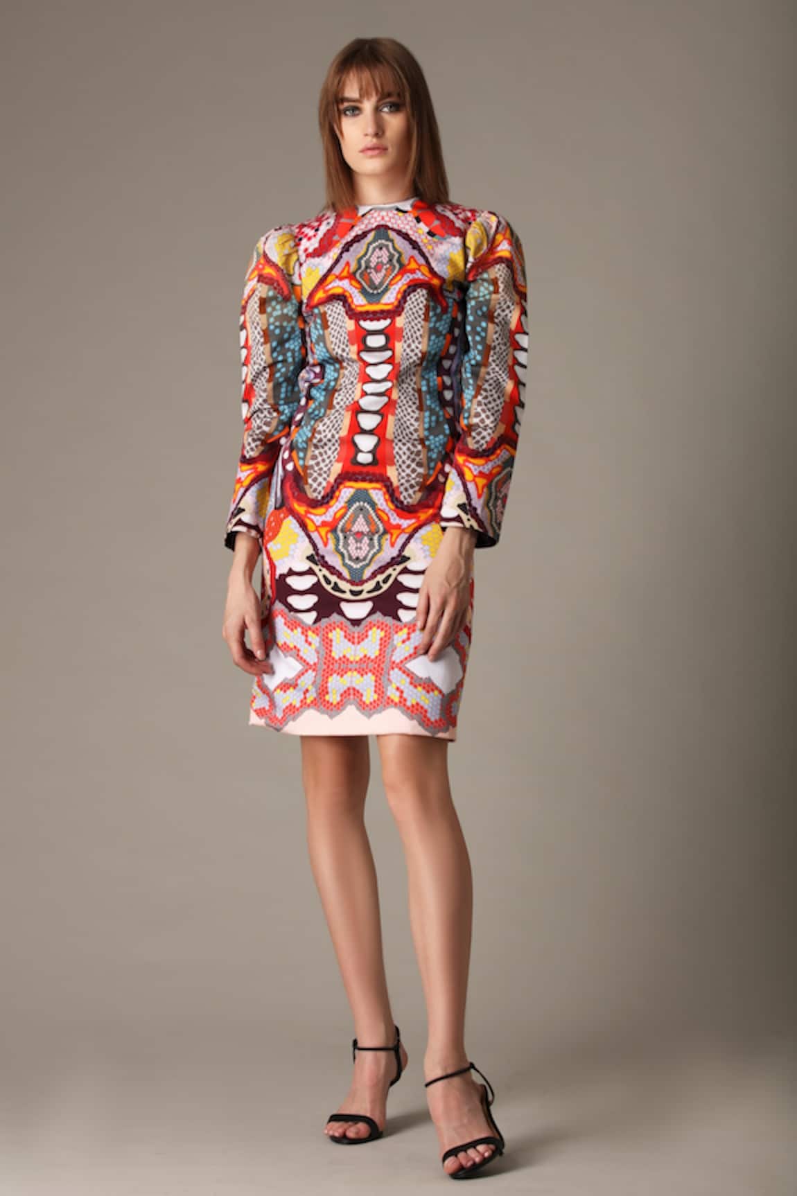 Alpona Designs By Soham Acharya Snake Print Puff Sleeve Dress