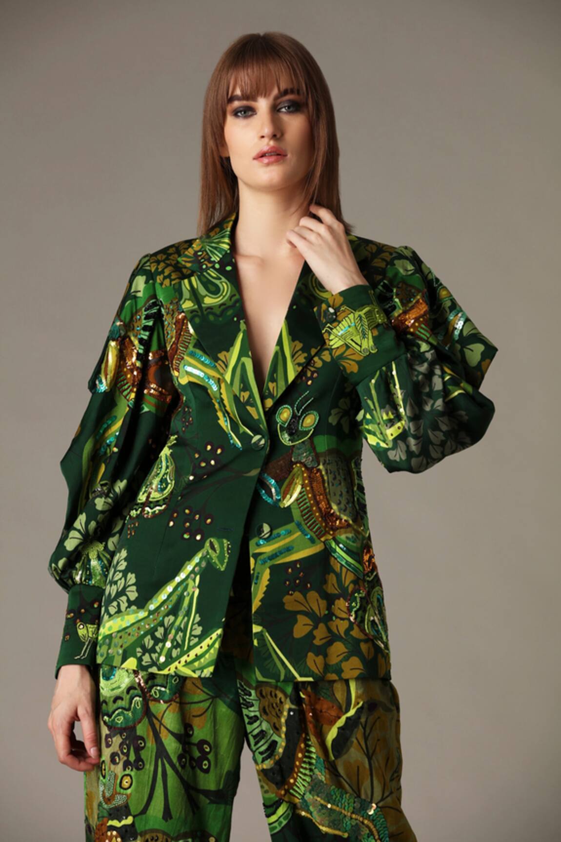 Alpona Designs By Soham Acharya Grasshopper Print Jacket 