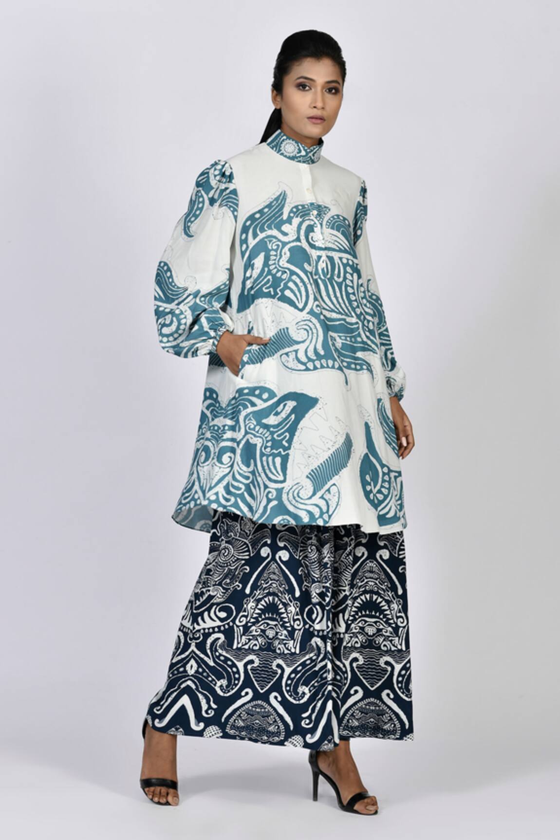 Alpona Designs By Soham Acharya Ocean Print Culottes
