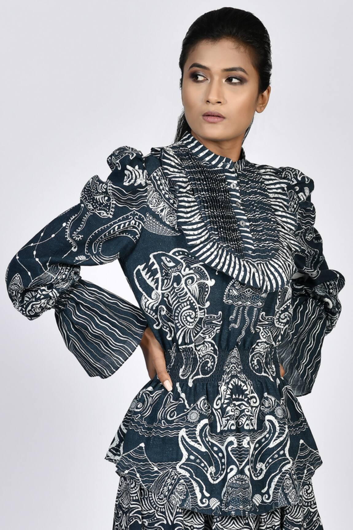 Alpona Designs By Soham Acharya Ocean Print Top