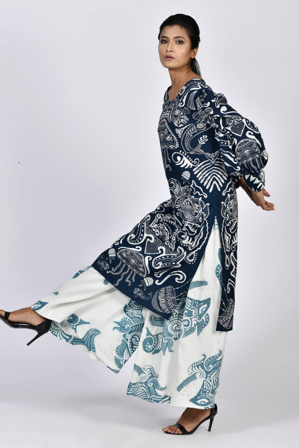 Alpona Designs By Soham Acharya Ocean Print Culottes 