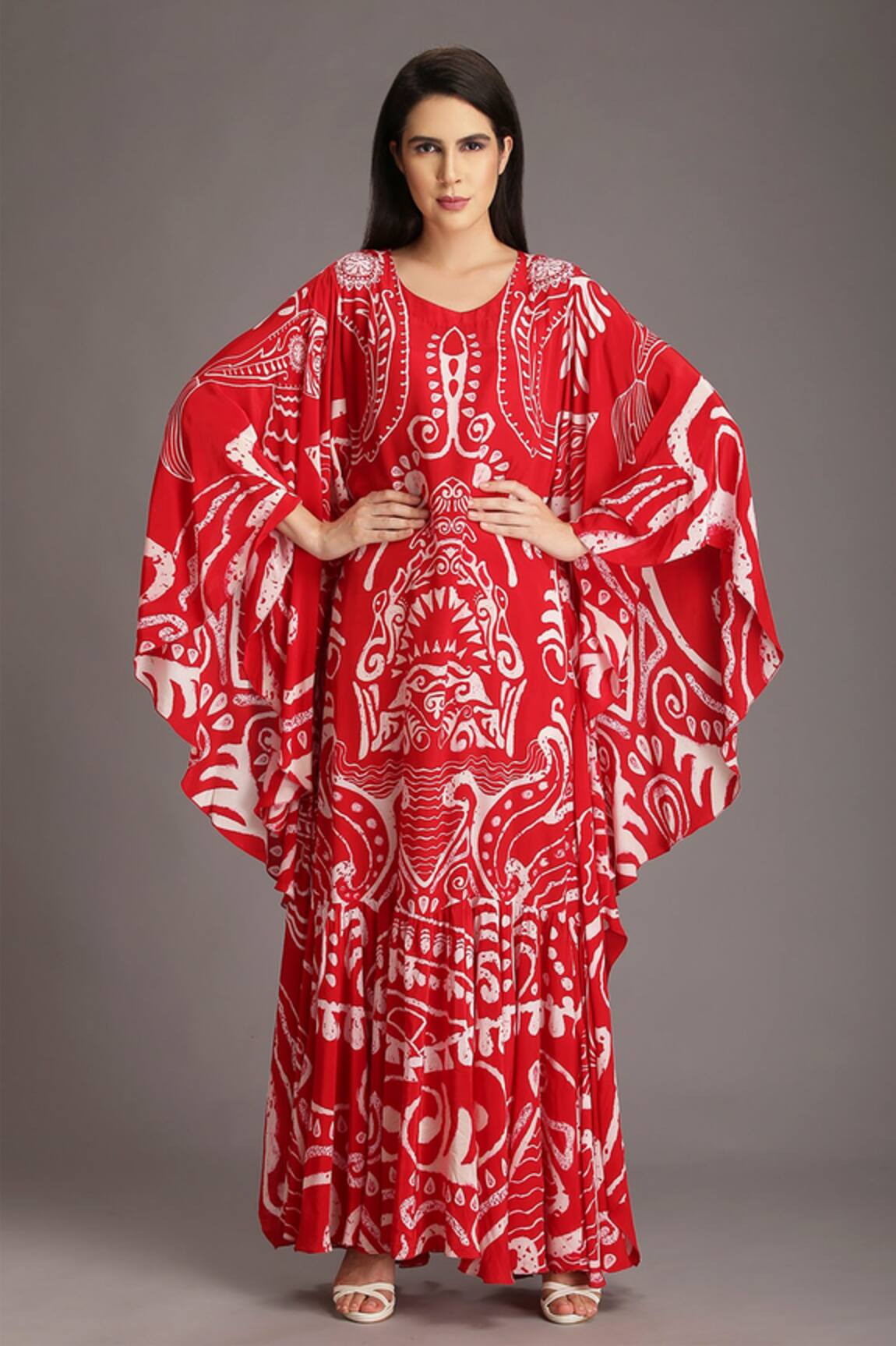 Alpona Designs By Soham Acharya Ocean Print Kaftan Dress