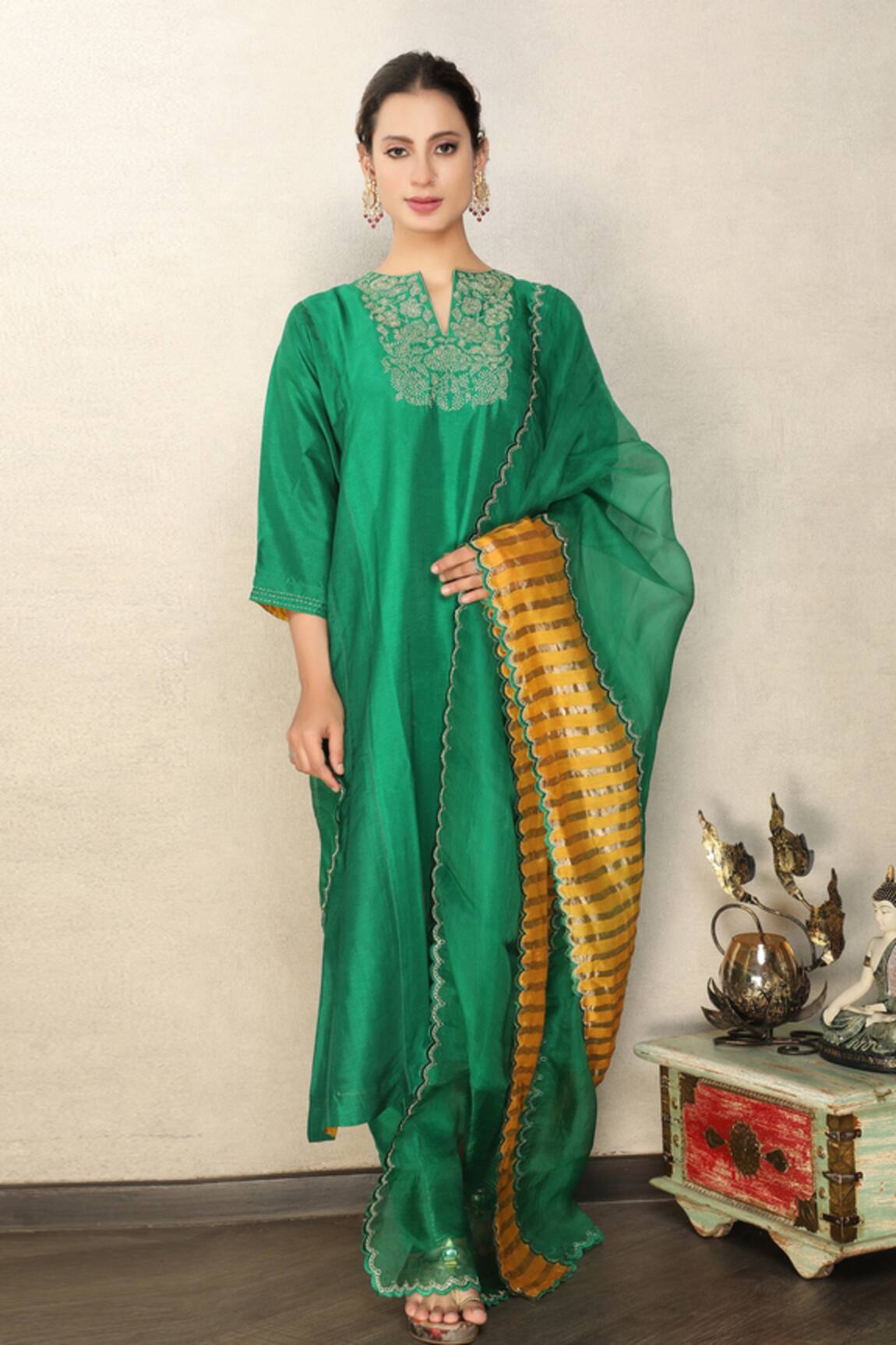 Falguni.Foram Placement Embroidered Anarkali Pant Set 