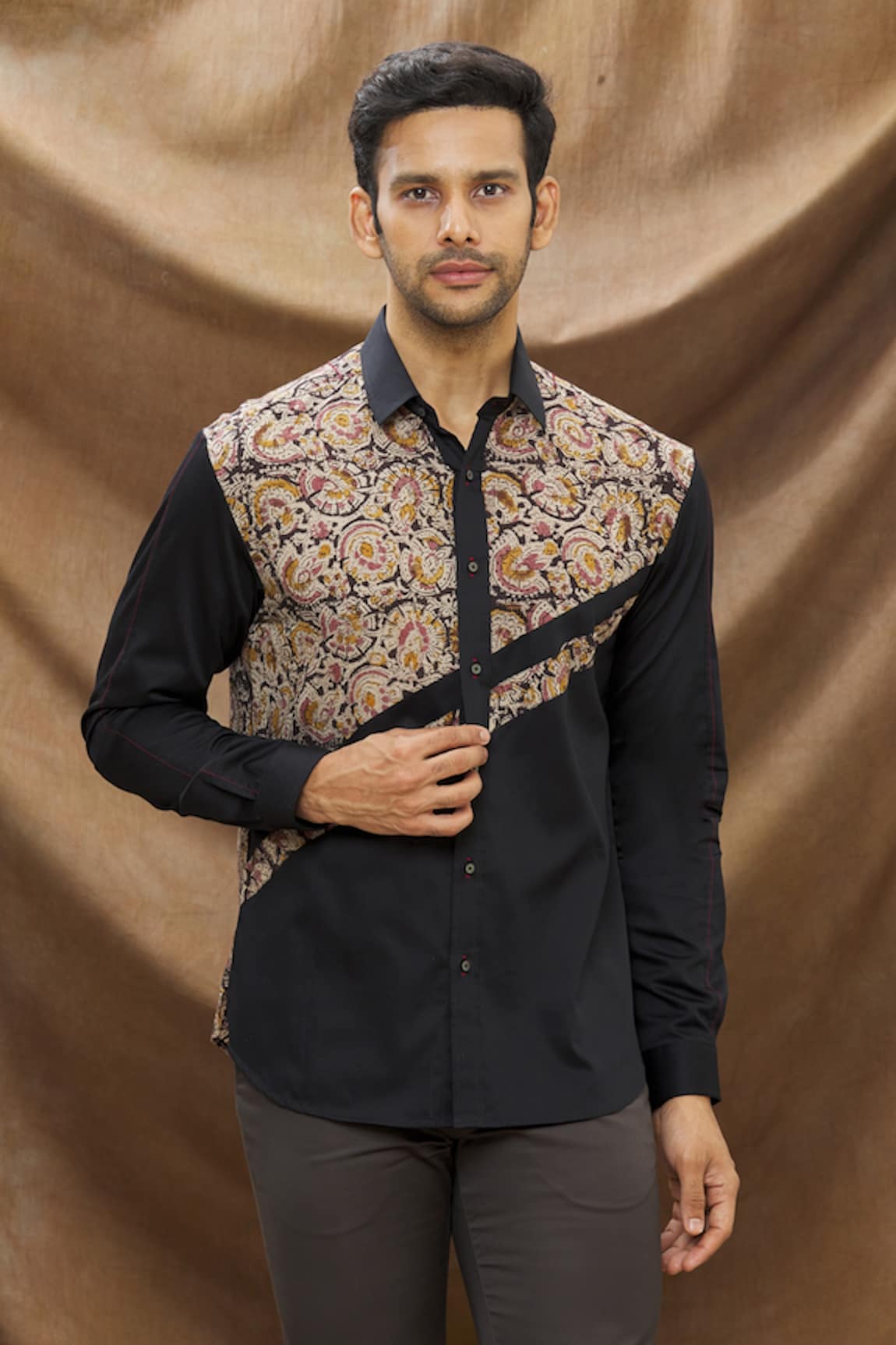 Vivek Karunakaran Floral Printblock Shirt