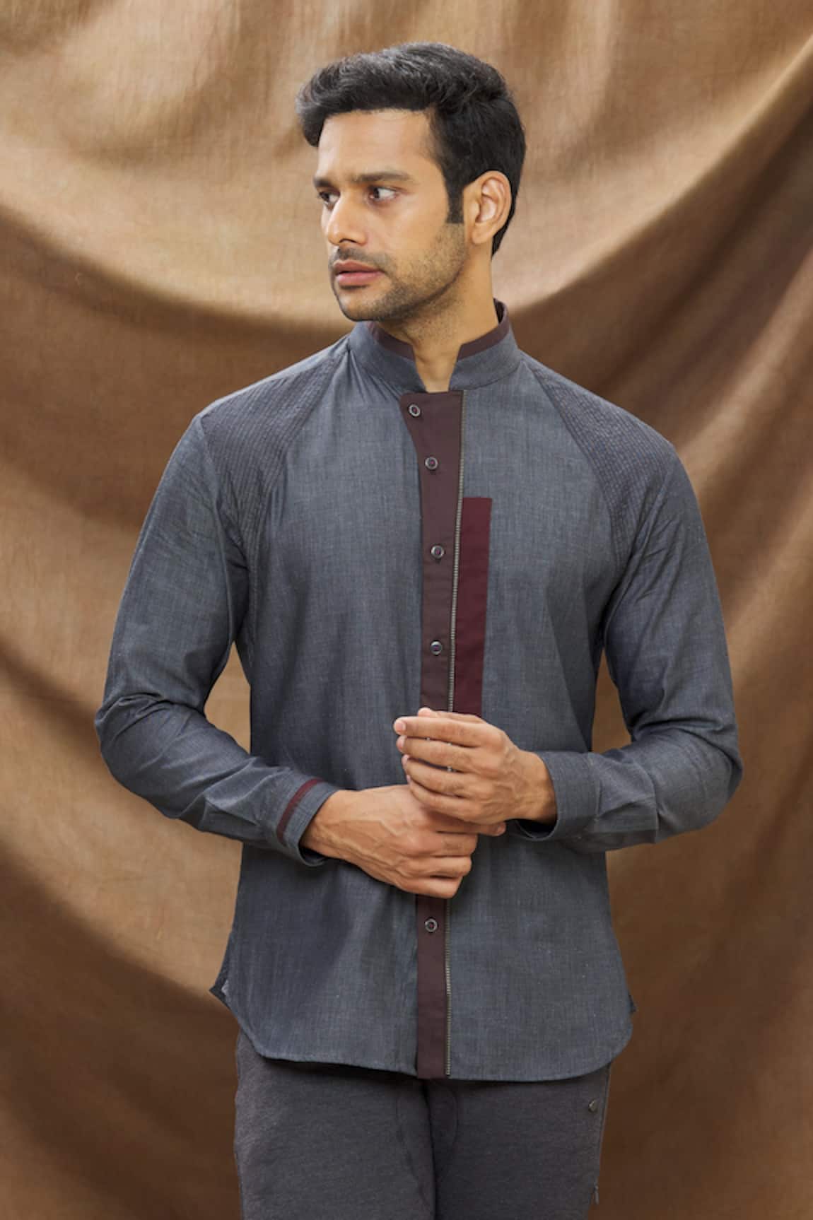 Vivek Karunakaran Standing Collar Shirt
