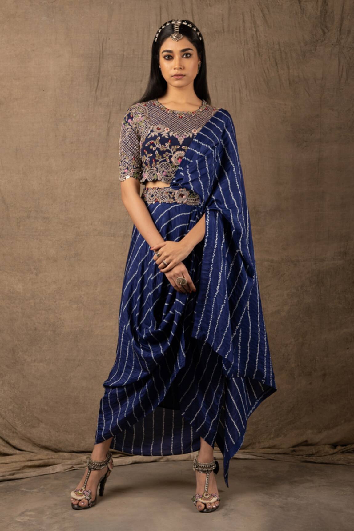 Nupur Kanoi Bandhani Print Pre-Draped Saree With Blouse