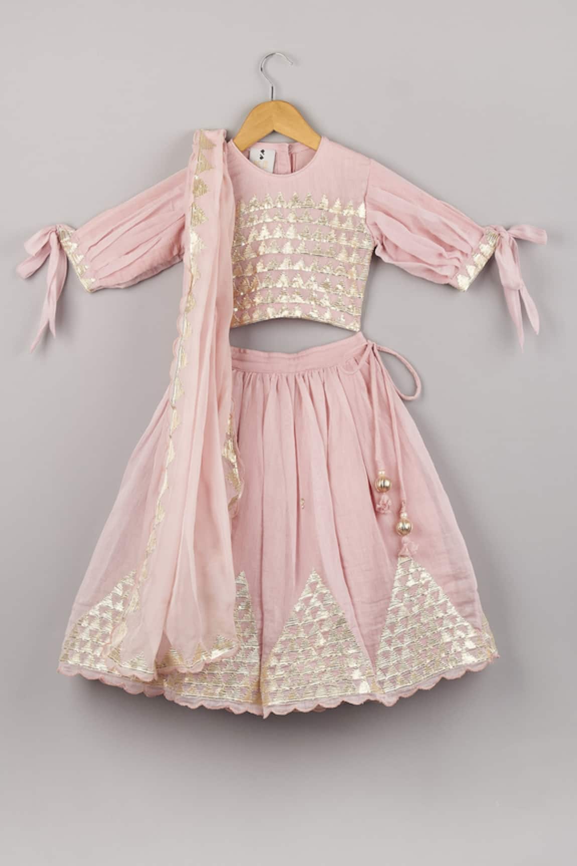P & S CO Chanderi Embroidered Lehenga Set 