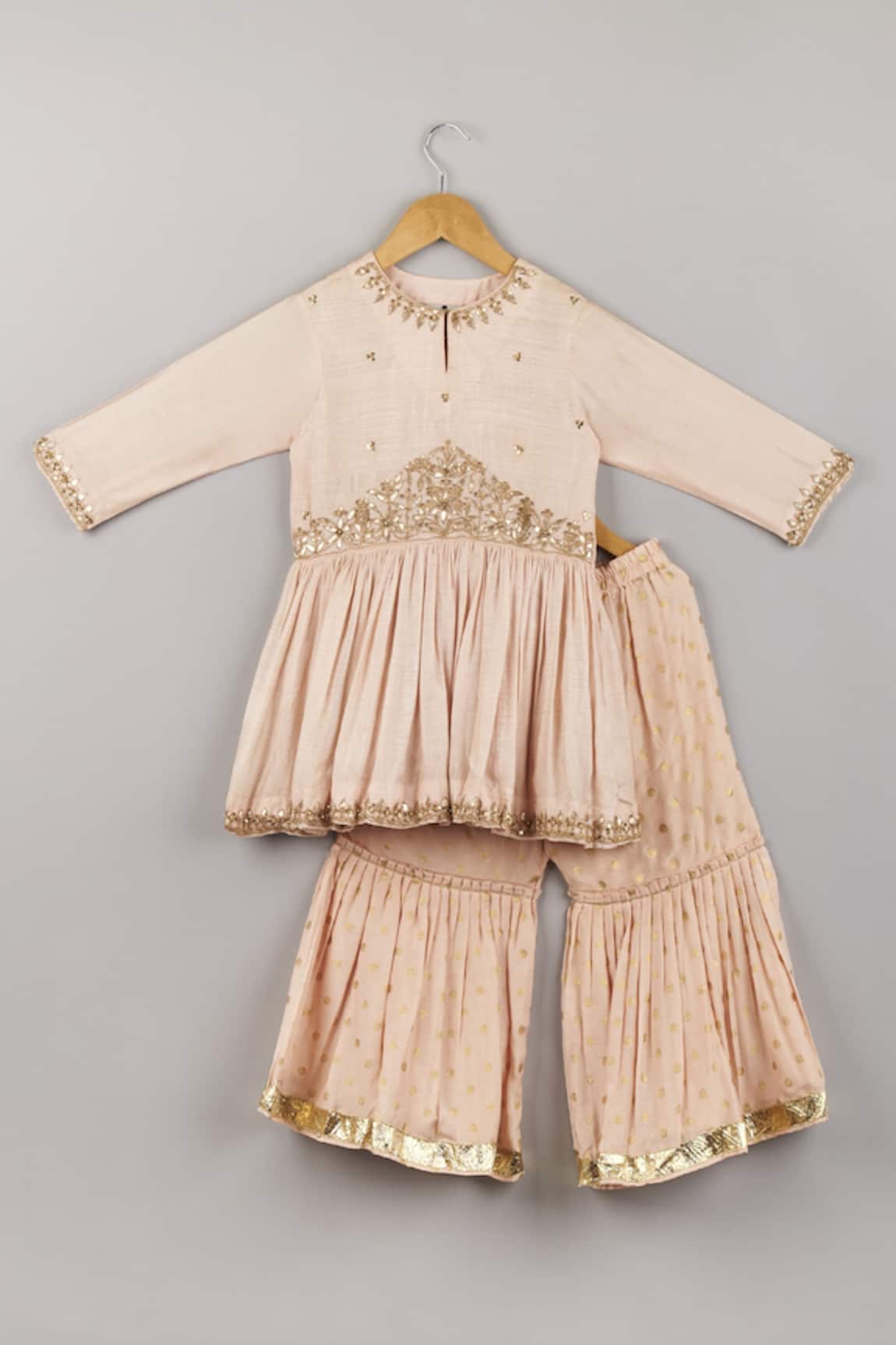 P & S CO Embroidered Peplum Kurta & Sharara Set 