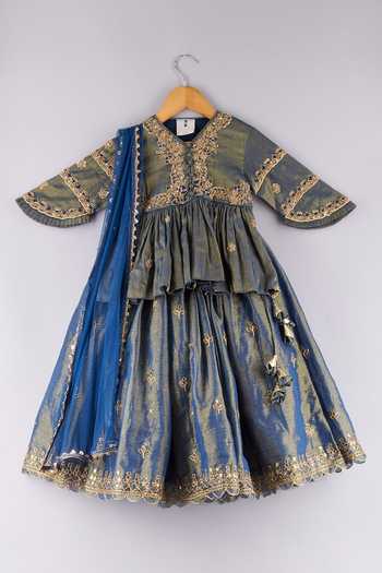 P & S CO Gota Work Peplum Choli Lehenga Set 