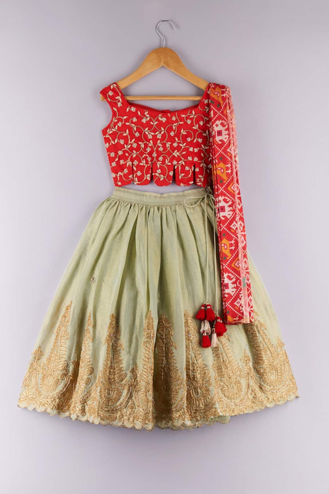 P & S Co Floral Embroidered Lehenga Set