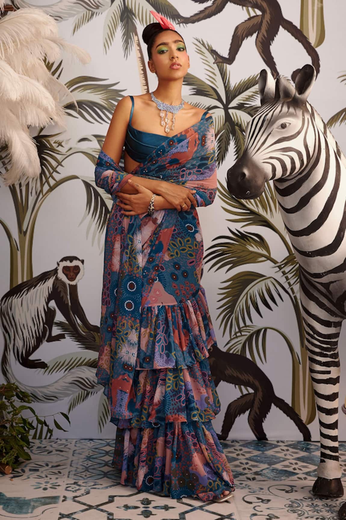 Payal & Zinal Floral Print Saree With Blouse