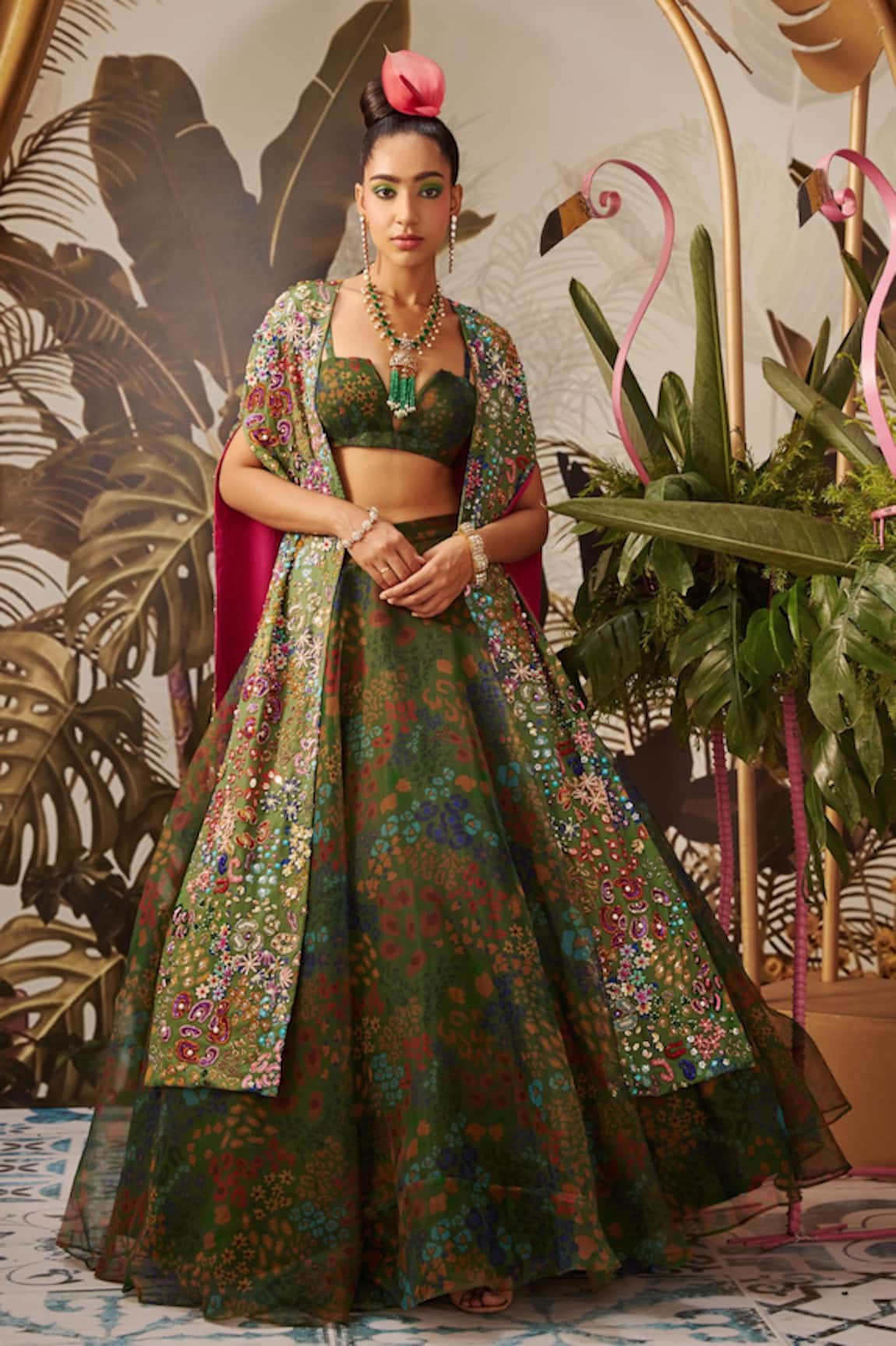 Payal & Zinal Embroidered Cape & Skirt Set 