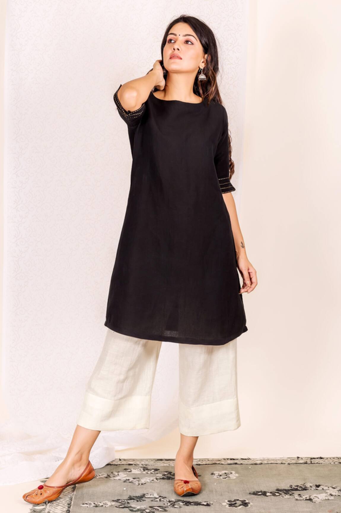 Missprint Cotton Linen Kurta & Palazzo Set