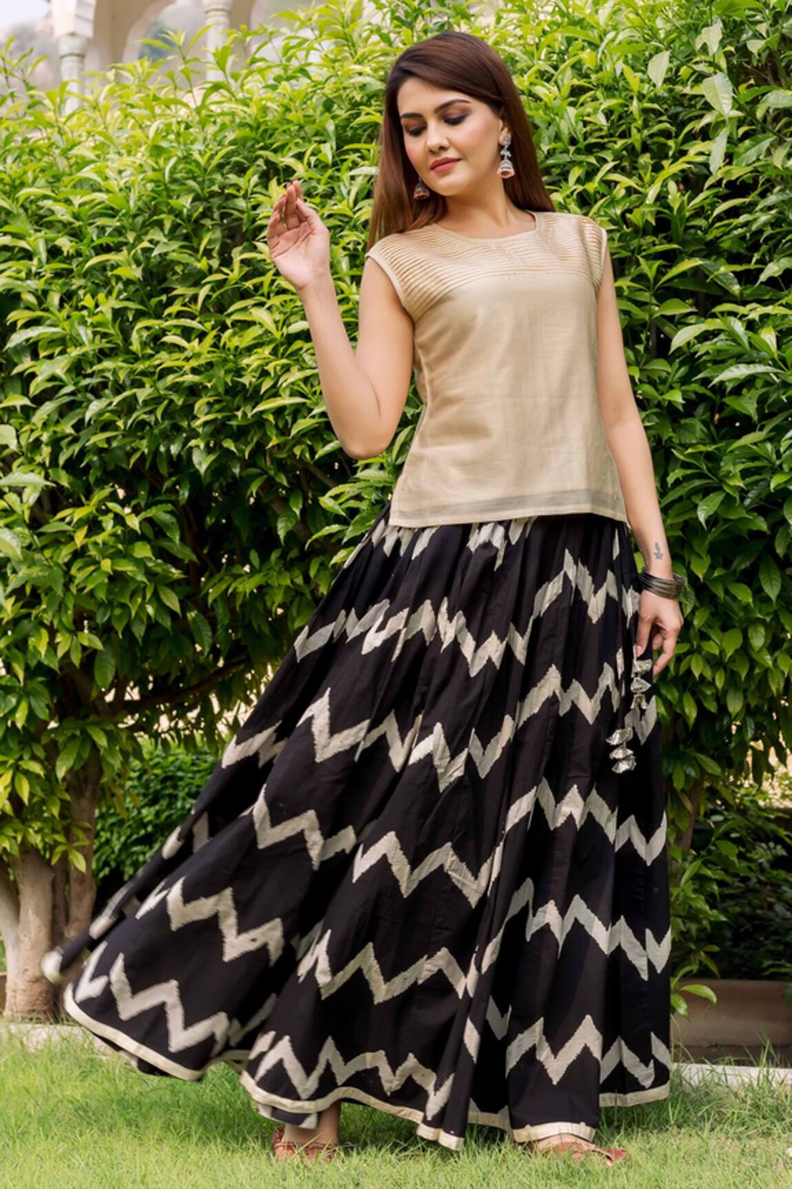 Buy Vastraa Fusion Womens Chanderi Maxi Skirt Firozi at Amazonin