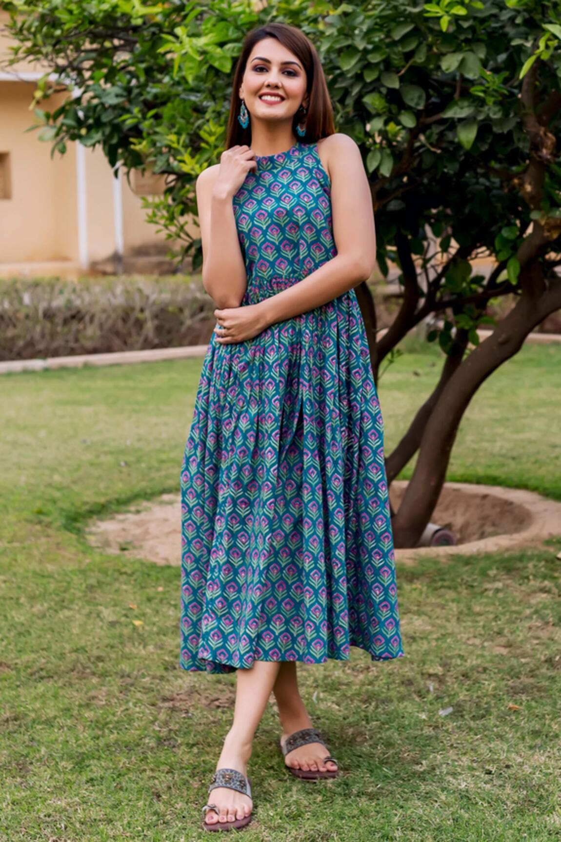 Missprint Hand Block Print Dress