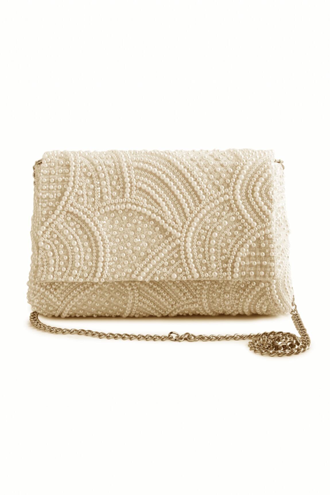 The Purple Sack Pearl Embroidered Clutch With Sling